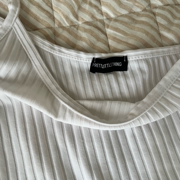 White Ribbed One-Shoulder Top - Picture 6 of 6